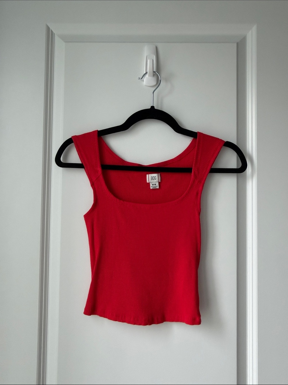 Urban Outfitters BDG Red Ribbed Square-Neck Tank Top
